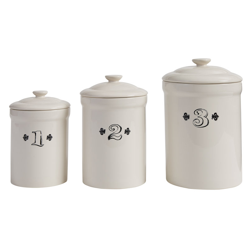 Vintage White Ceramic Numbered Canister Set of 3