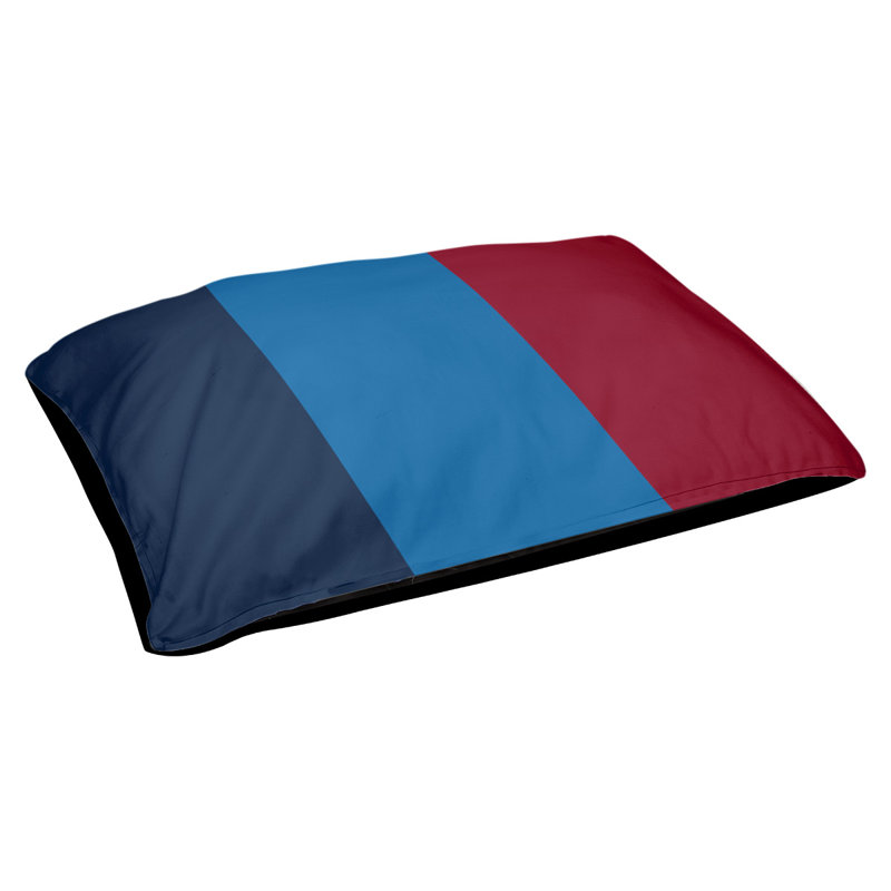 Coussin rectangulaire designer Tampa Bay, Grand (L 40 po x l 50 po), Bleu nuit polaire / bleu aviateur / rouge