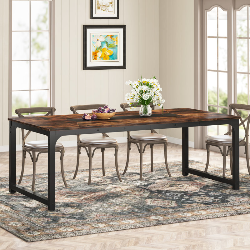 Table de salle à manger, Brun rustique, L 39,4 po x L 78,7 po, Noir