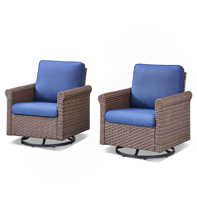 Ensemble de 2 chaises de patio à bascule en osier, pivotantes et berçantes