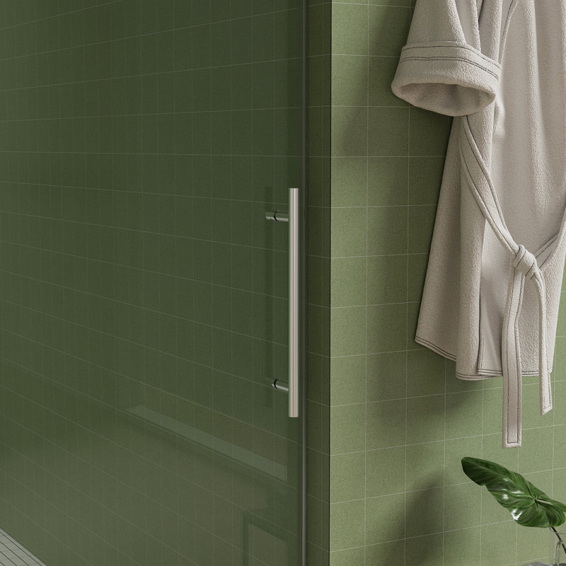 56"-60"W X 76"H Frameless Shower Door, Sliding Shower Door, Premium 5/16"(8Mm) Thick Tempered Glass Shower Enclosure With Towel Bar ,Double Side Easy Clean Coat,Brushed Nickel Finished With Buffer