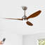 Ventilateur de plafond de 52 pouces avec éclairage à DEL intégré, moteur à courant continu à télécommande, 6 vitesses, pales en noyer, finition nickel satiné pour le salon ou la terrasse