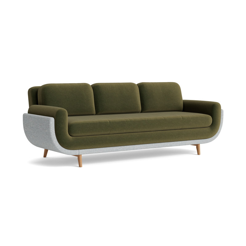 Regatta 90 Sofa, Performance Velvet-Balsam/Textured Weave-Sky Blue, Natural