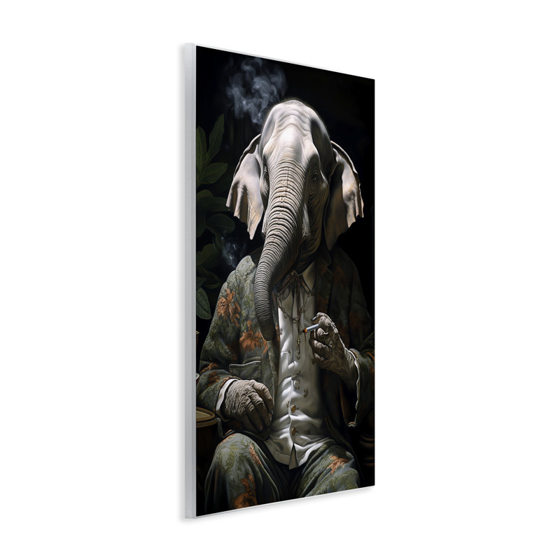 Éléphant qui fume la cigarette, art mural par r3darch0n, H 15 po x l 10 po