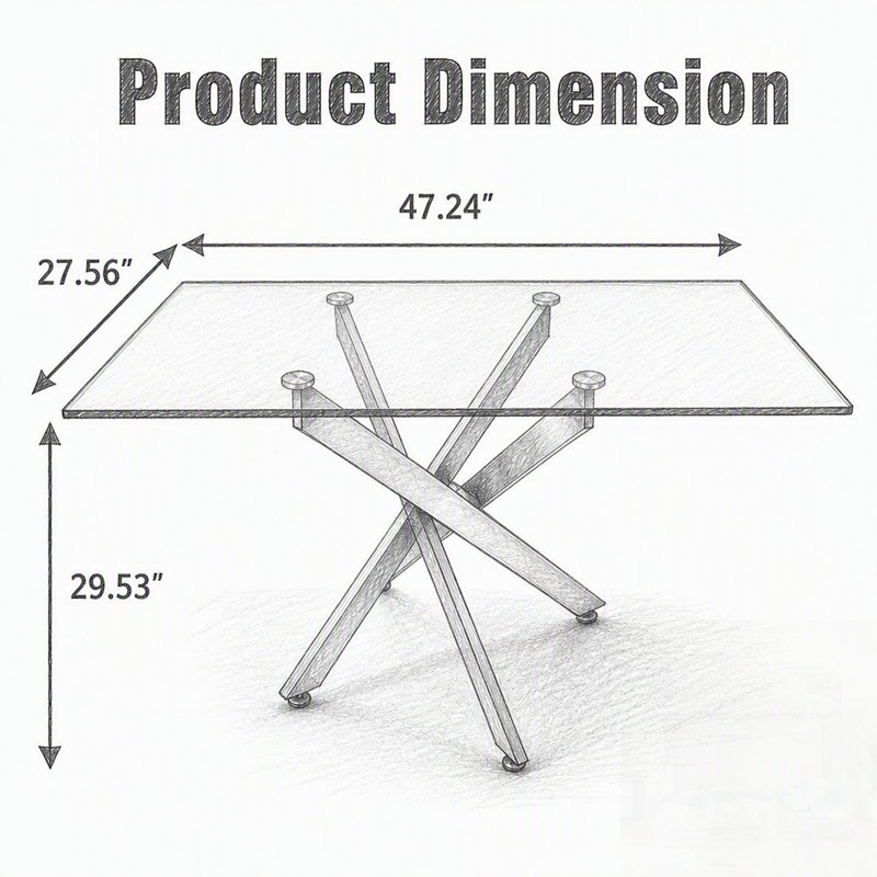 Dining Table, Argent et transparent