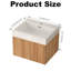 Meuble-lavabo mural de 24 po avec lavabo, armoire de salle de bain flottante murale avec contreplaqué intégré