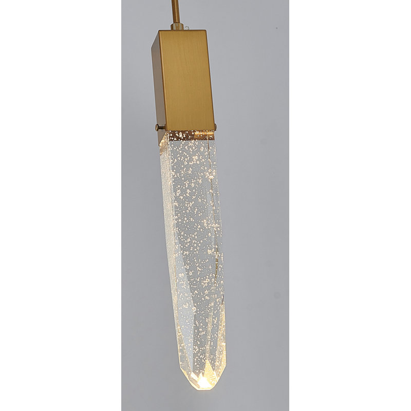 1-Light Gold Single Pendant With A Clear iceberg bubble Crystal, Gold