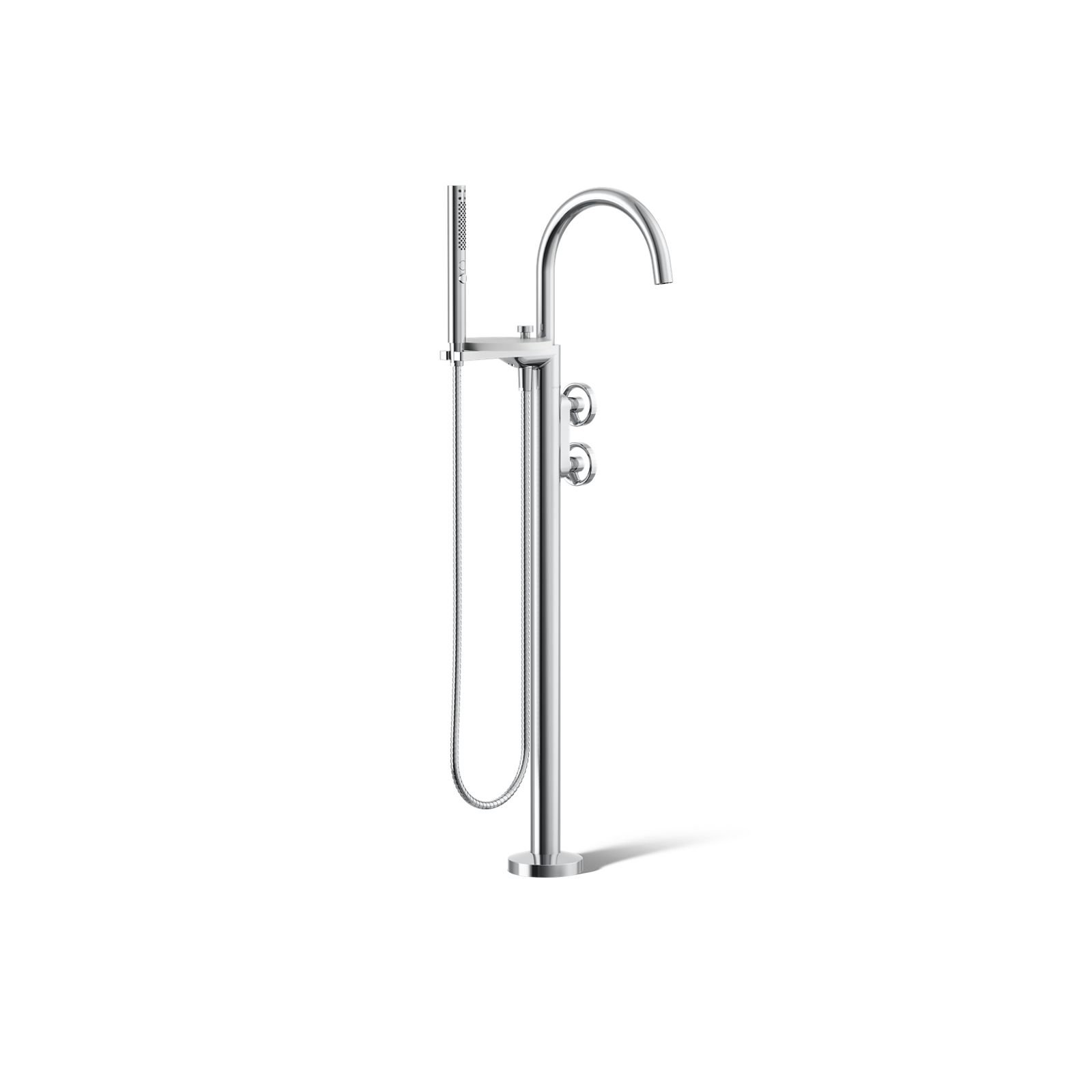 Components Floor-Mount Bath Filler Trim, Polished Chrome, Wheel Handle