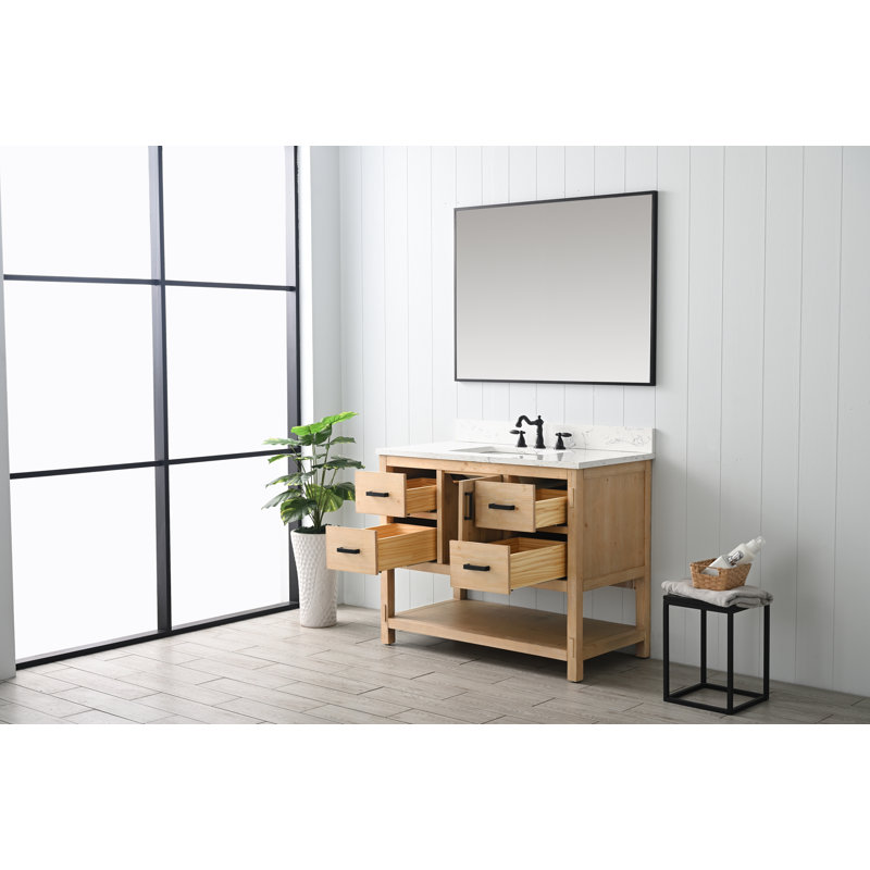Marissa 42" Freestanding Single Bathroom Vanity with Engineered Stone Top