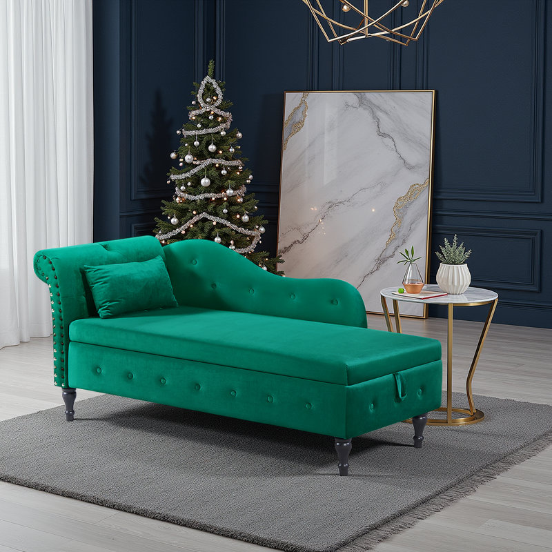 Banc de rangement en velours 2 en 1 avec coussin décoratif, Vert