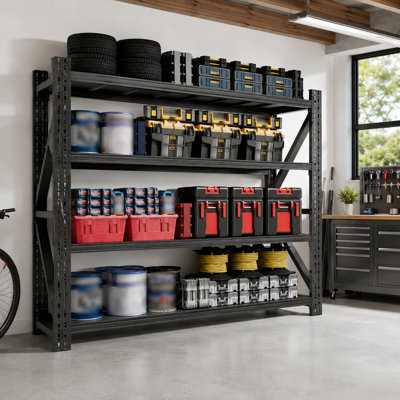 Étagère de garage en métal 69 po H 69 po, tablettes de rangement en acier industrielles réglables d'une capacité de 4 000 lb, support de rangement roulant en métal pour garage, atelier et entrepôt
