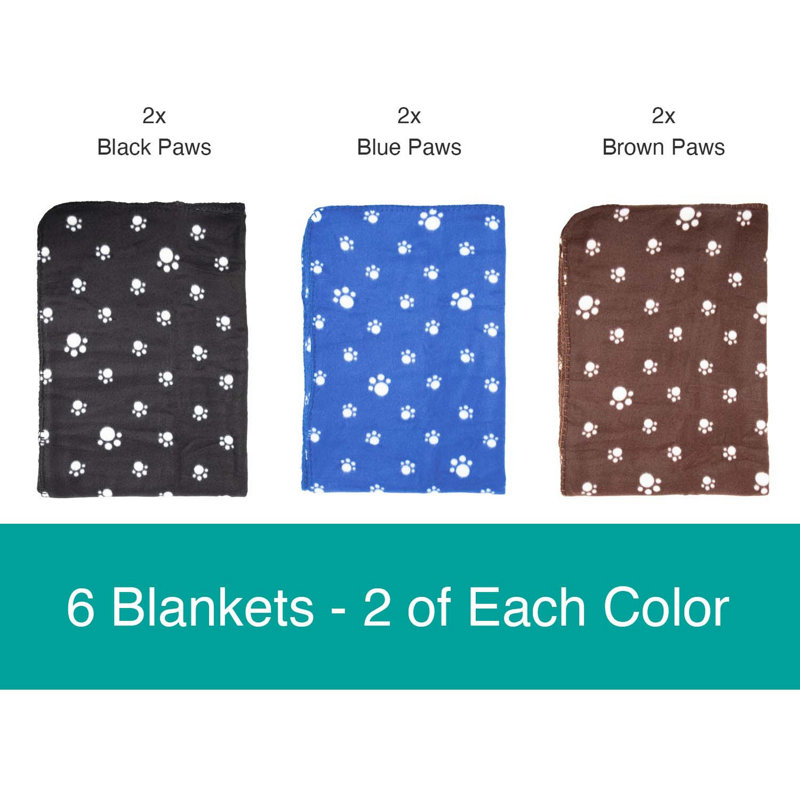 Soft Polar Fleece Pet Blankets in Multicolor Pack
