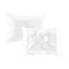 Édredon 7 pièces pour très grand lit - blanc avec détails: 1 édredon, 2 taies décoratives, 3 coussins décoratifs, jupe de lit, lavable, délice, coussins décoratifs de conception magnifique et froissé-121400202-121400208