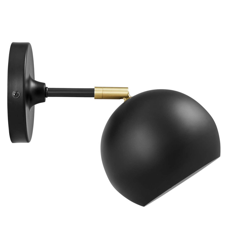 Black and Brass 11" Swing Arm Metal Wall Sconce