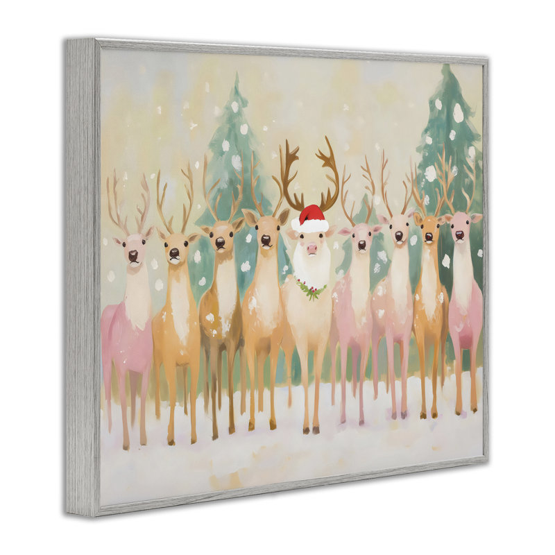 Giclée encadrée de renne pastel, design par Arlington Prints, H 24 po x l 30 po, Estampe numérique Farmhouse
