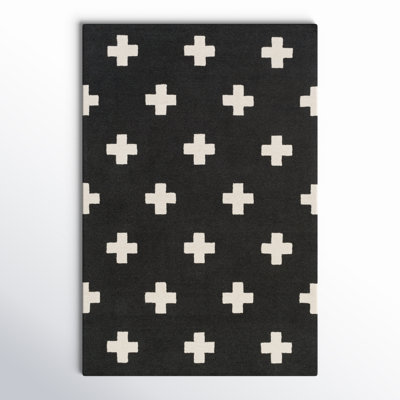 Cavan Black Hand-Tufted Geometric Wool Rug