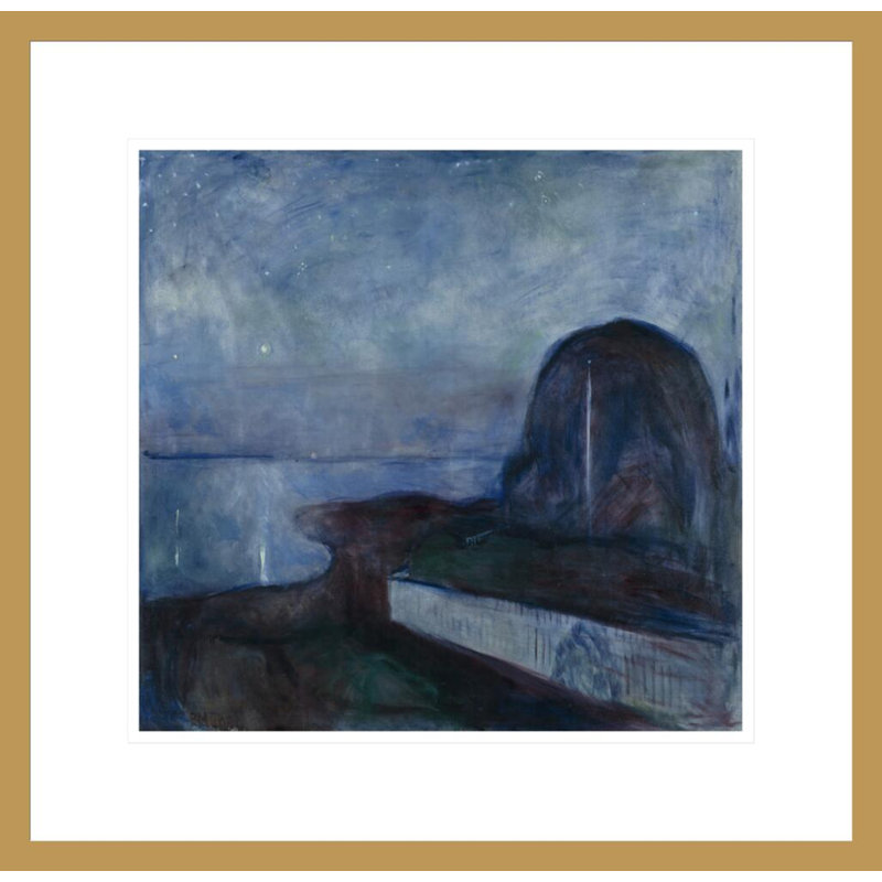 «Starry Night» par Edvard Munch - impression giclée encadrée, H 17,75 po x l 18,21 po
