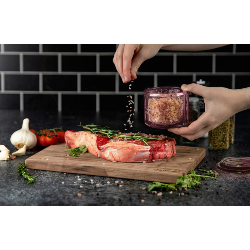 Salière en verre embossé 10 oz avec couvercle, Rose
