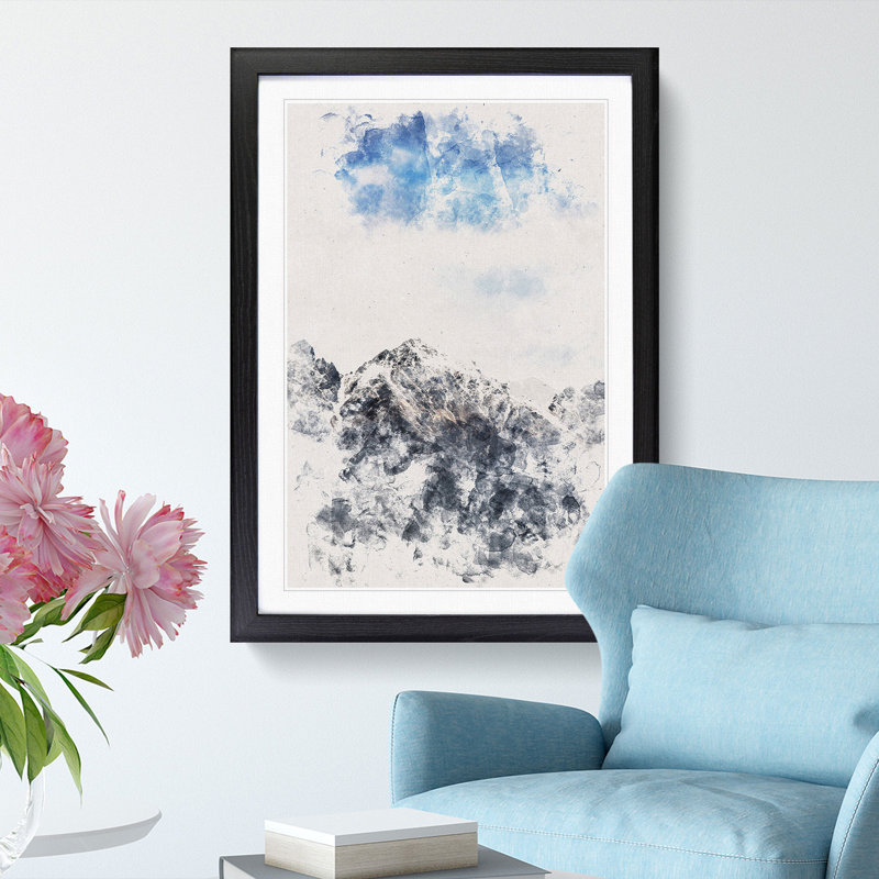 New Zealand Mountain Tops - Picture Frame Painting Print, 87cm H x 62cm W x 2cm D, Black Framed