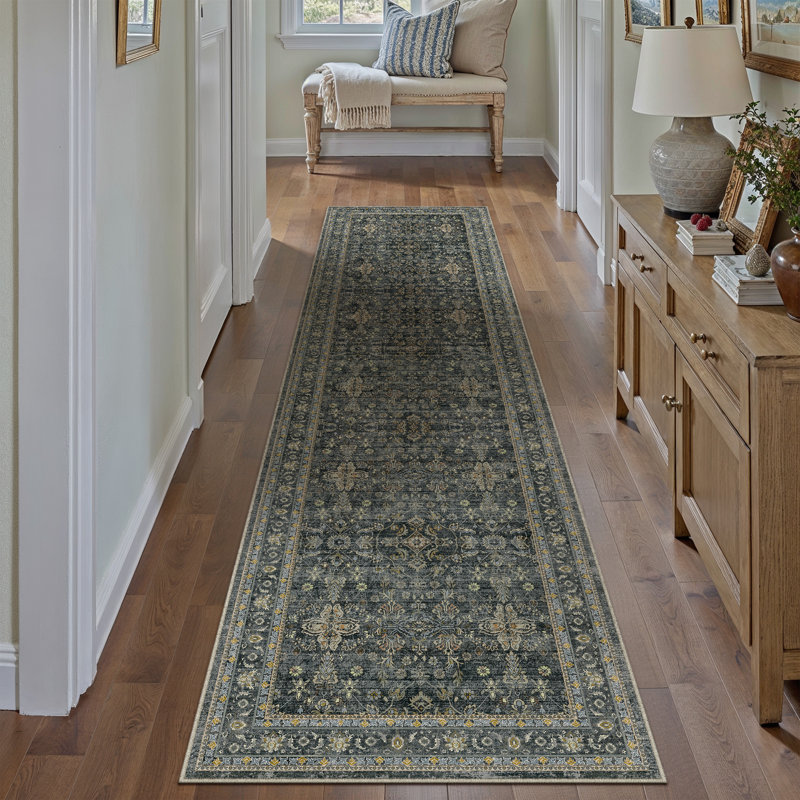 Kellems Vintage Machine Washable Area Rugs For Living Room With Non-Slip Backing, Runner 2' x 8'