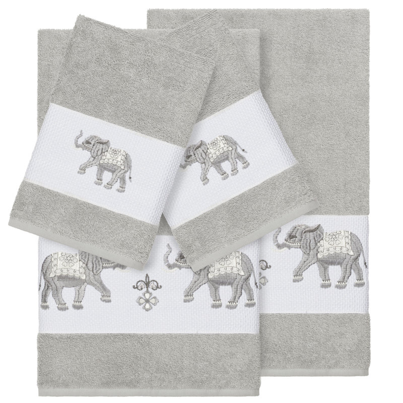 Quinn Turkish Cotton Towel Set, Light Gray, 4 Piece Towel Set