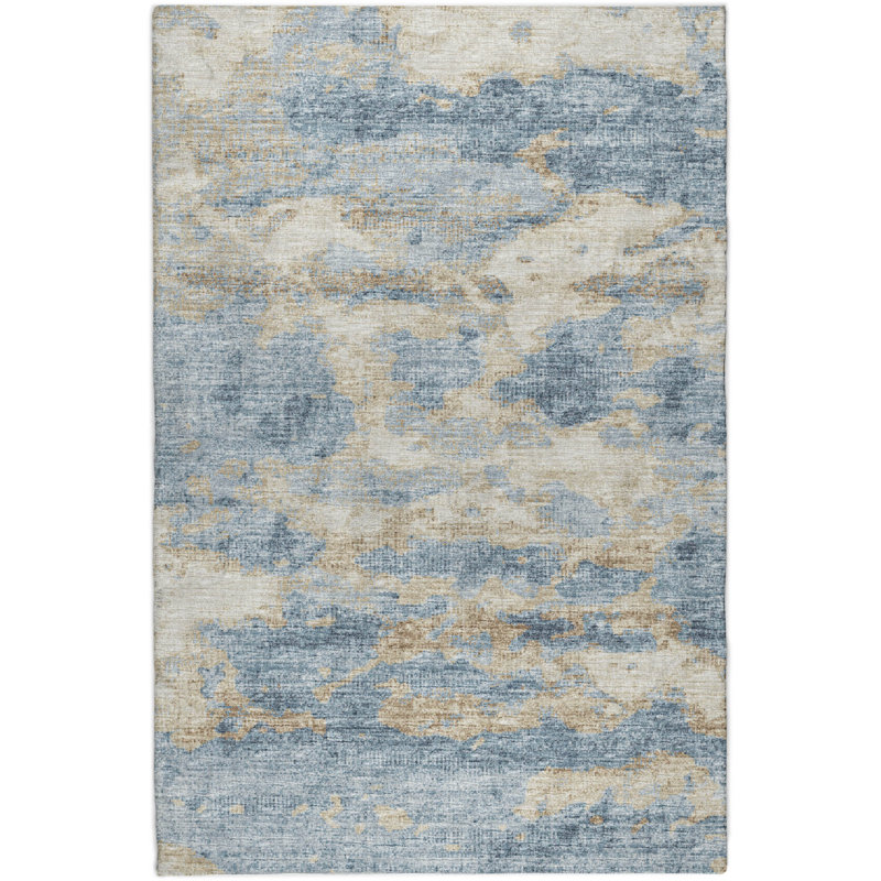 Premium Machine Washable Dream Shag ADS71 Soft Abstract Rug, Blue, 10' x 14'