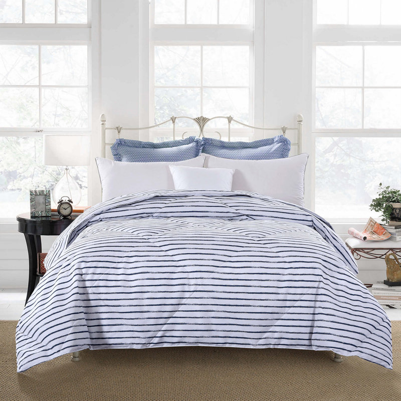 Polyester Box Stitch Striped Comforter, Full/Queen