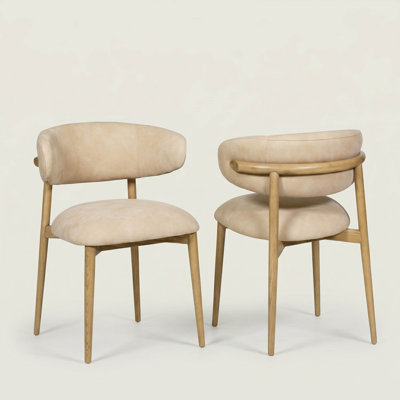  Olimpio Upholstered Dining Chair - Natural Beige Leather