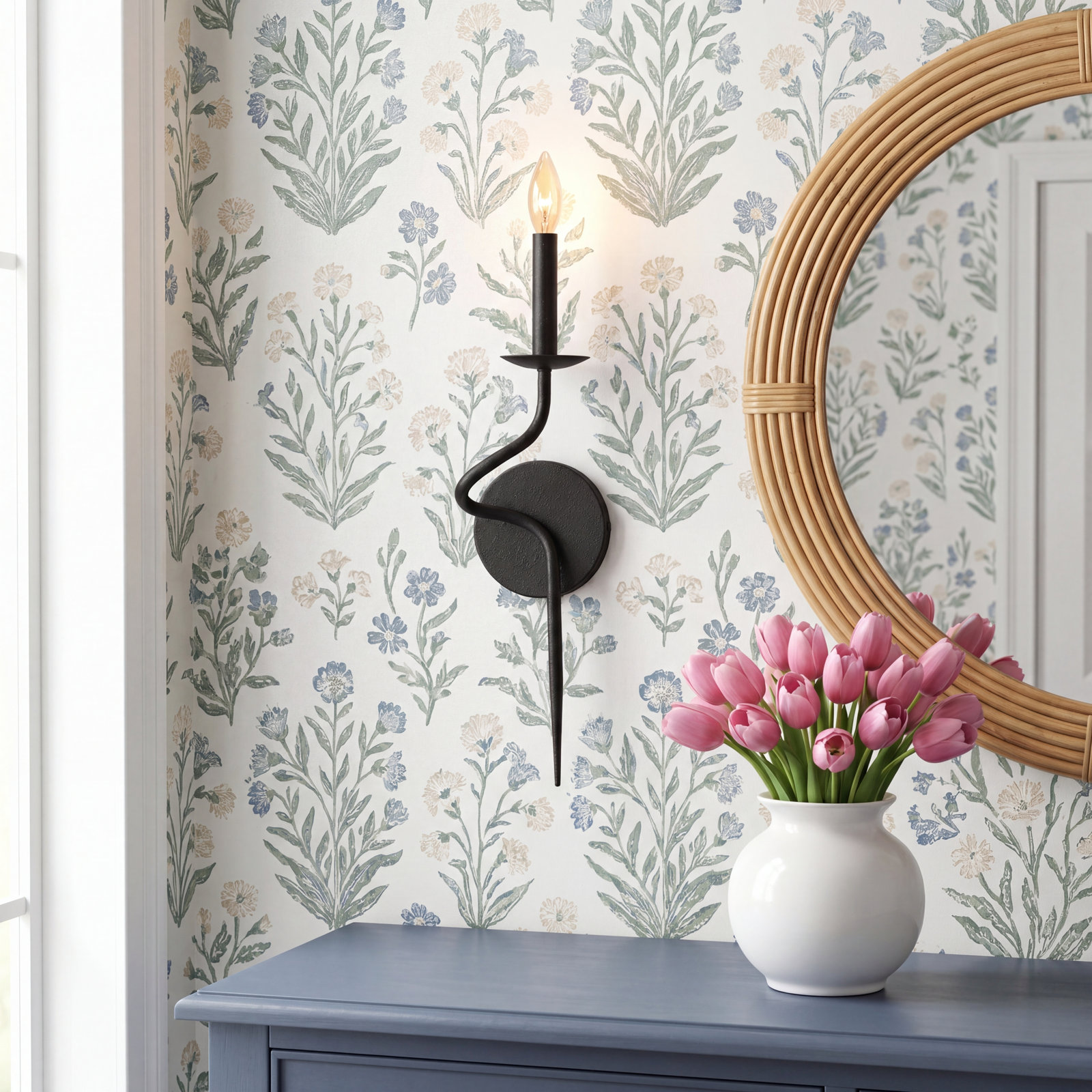 Olivia Iron Candle Wall Light