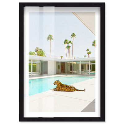 Poolside Predator Shadowbox Print Coastal Art Prints by Notoriart, Black Frame, 25 x 37