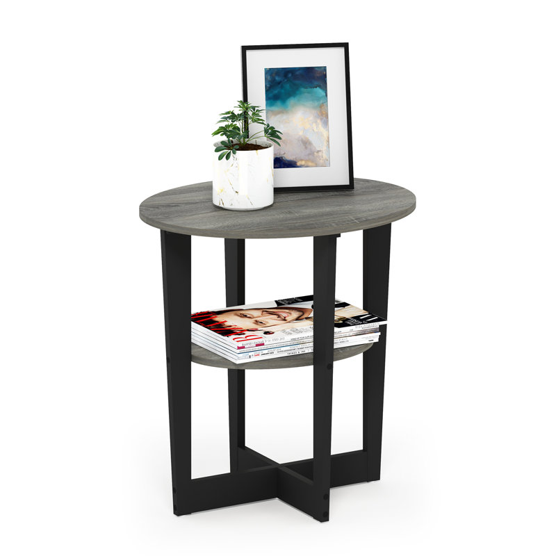 Božin Oval Side Table, Black, French Oak Grey