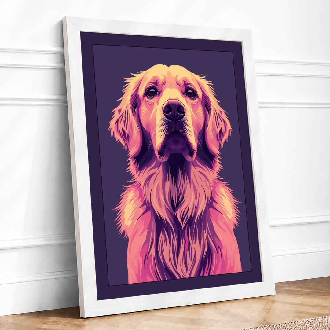 Golden Retriever Portrait Modern - Framed Print