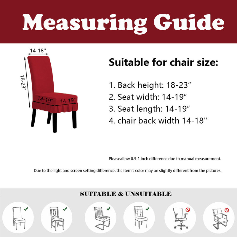 Housse de chaise de salle à manger avec jupe, housse extensible pour chaise, ensemble de 4, Rouge