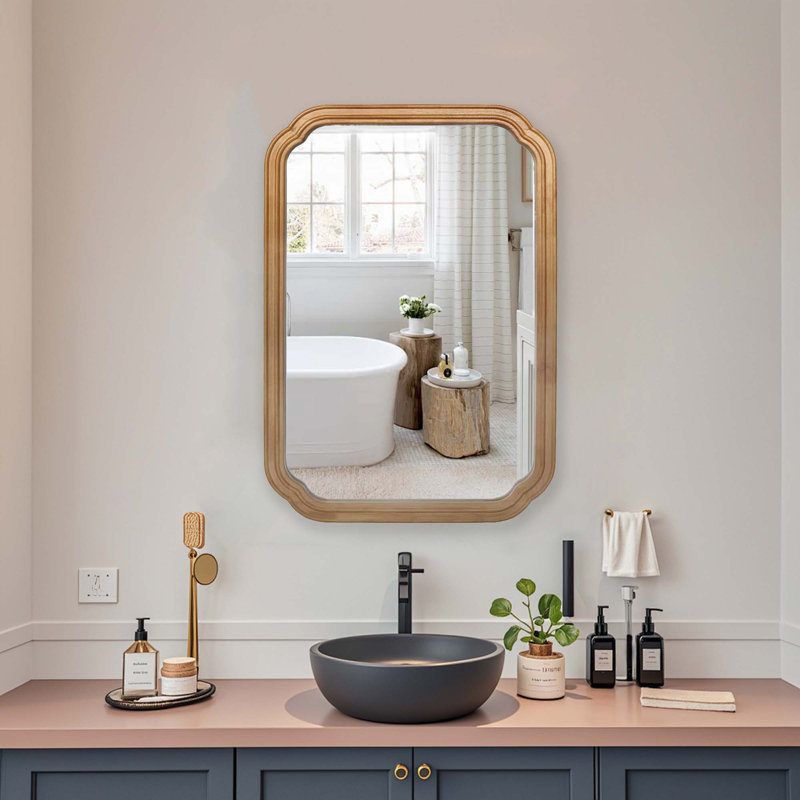 Miroir mural de salle de bain en bois avec armoire