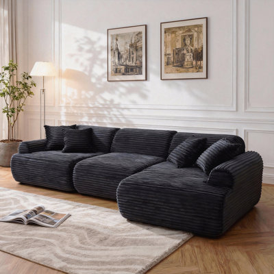 105'' Modular Sectional Sofa Couch ,Boneless Couch, Compressed Couch, Detachable And Washable, Replaceable Sofa Cover, Modern Woven-Textured Upholstery, Convertible L-Shaped Design For Living Room