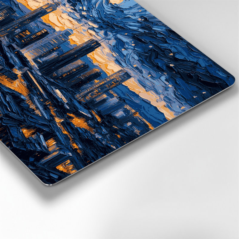 Art mural bleu en cités avec villes d'Afrique du Sud, 11" H x 14" W