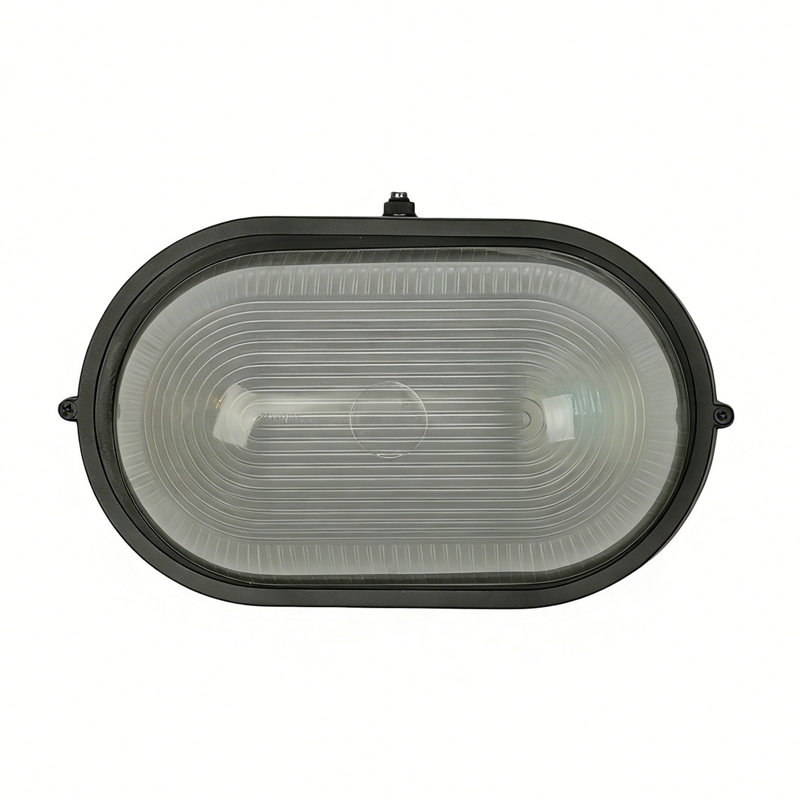 Cloison ovale ouverte de 11 po - Noir texturé avec transparent et verre sablé