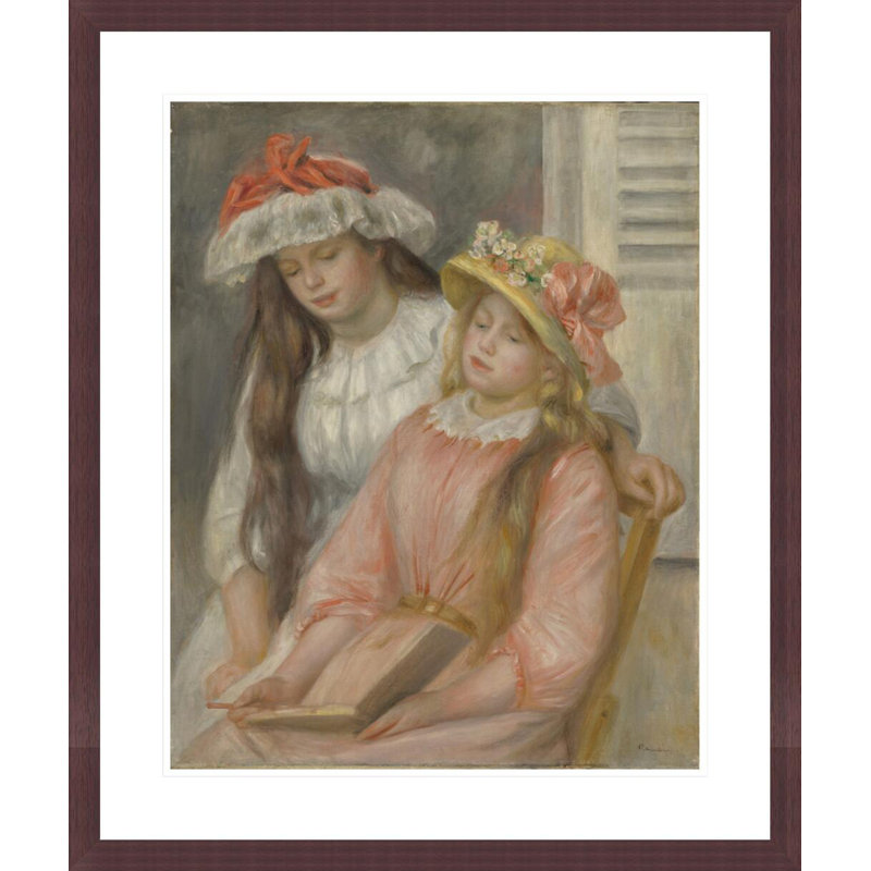 Jeunes filles regardant un album de Pierre-Auguste Renoir, impression giclée encadrée, H 27,95 po x l 23,5 po