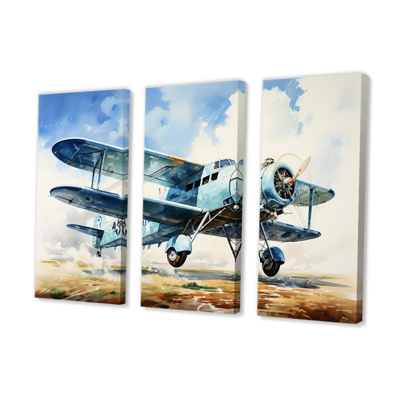 «Soaring Plane Through The Sky», ensemble d'art sur toile, H 32 po x l 48 po x P 1 po