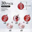 Ornements de boules de Noël 30ct 2,36 pouces, rouge et blanc, 60mm