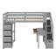 Lit mezzanine simple avec tiroirs de rangement, bureau et escalier-1413039291