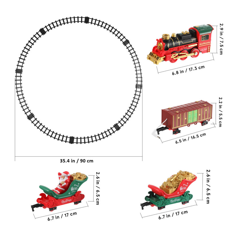 Train de Noël suspendu avec lumières, fumée, sons et musique, circuit de train miniature à installer sous l'arbre de Noël