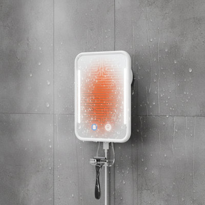 Fogless Heated Shower Mirror with Light, Rechargeable Battery & Suction Cup