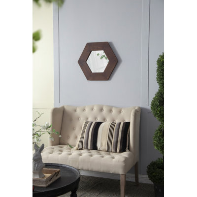 Miroir hexagonal 18,5 "x 18,5" avec cadre en bois massif