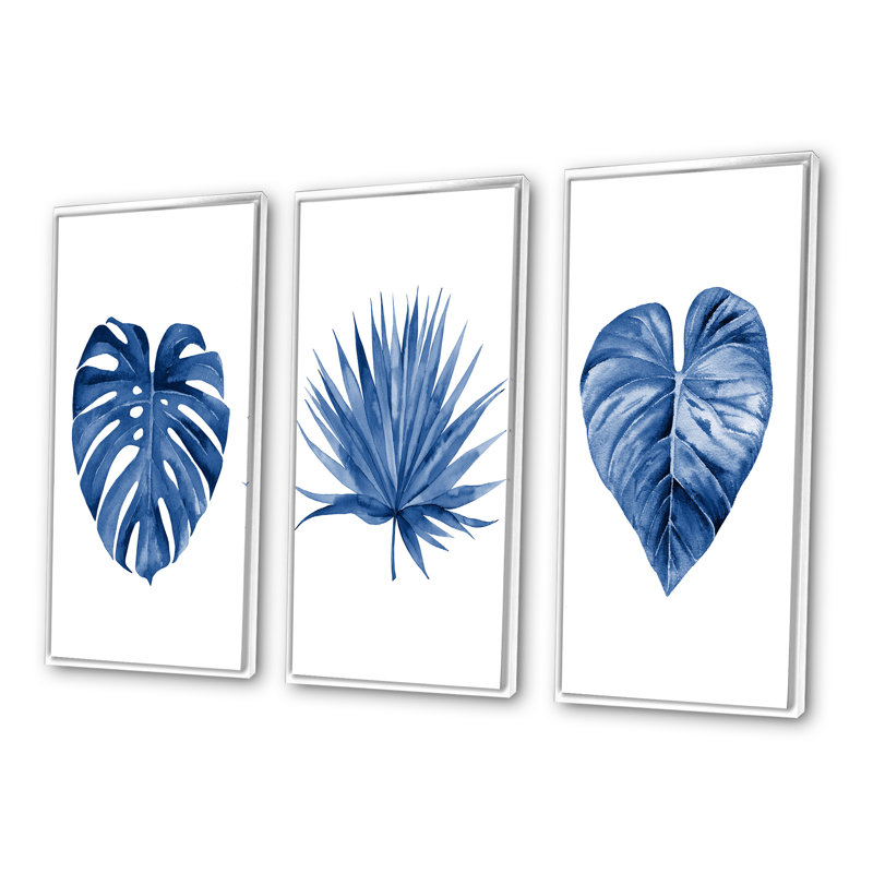 Classic Classic Tropical Leaves - 3 pièces, reproduction sur toile, Cadre blanc, H 32 po x l 48 po x P 1 po