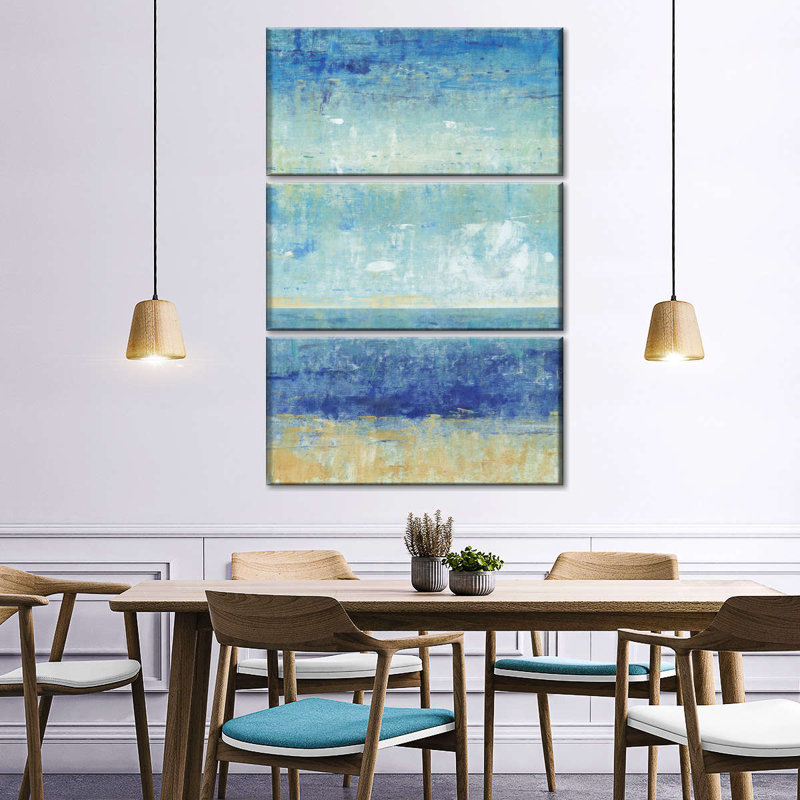 «Abstract Landscape Beach Horizon II», reproduction sur toile 3 pièces, H 74 po x l 48 po x P 1,25 po