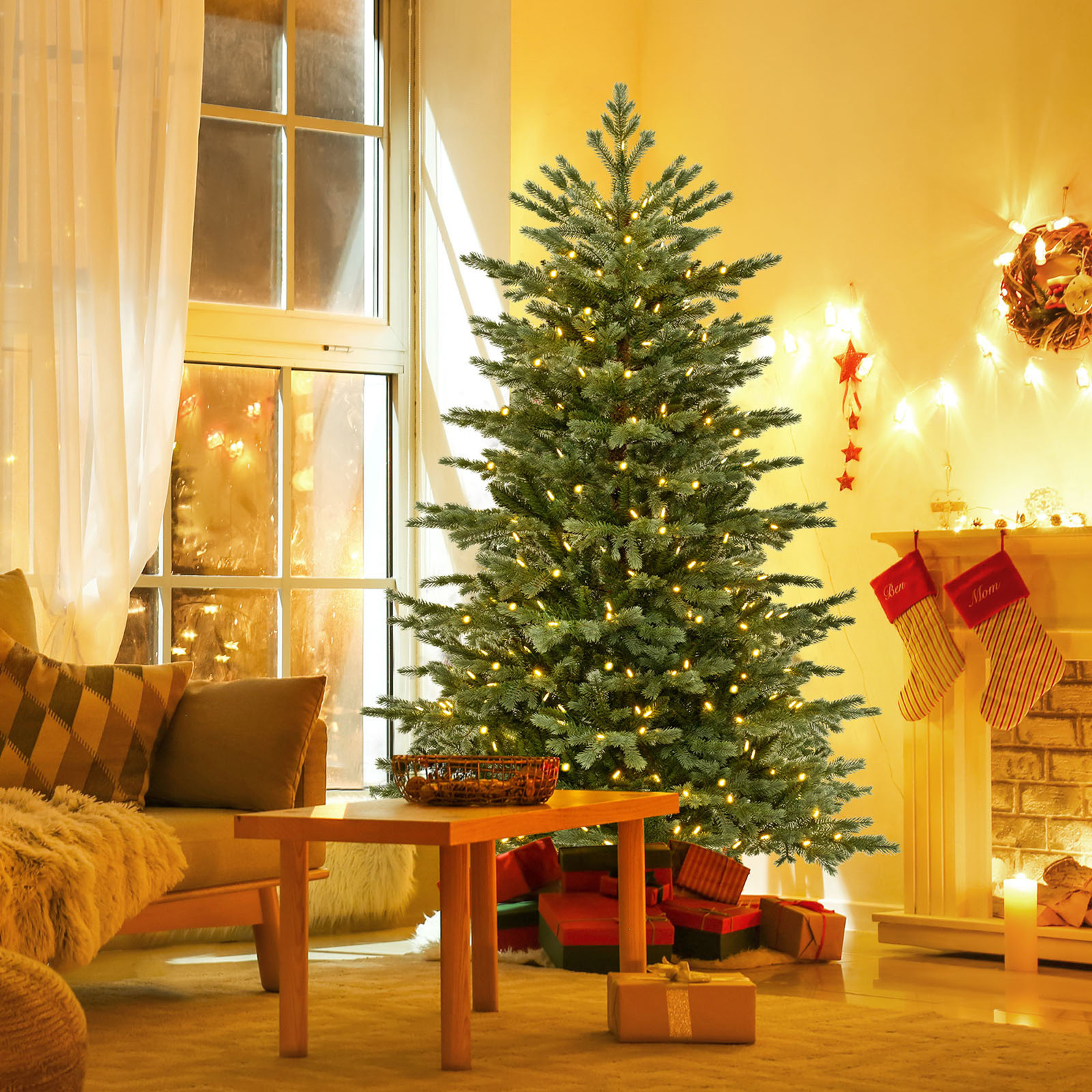 Pre-Lit Pine Christmas Tree, 6'