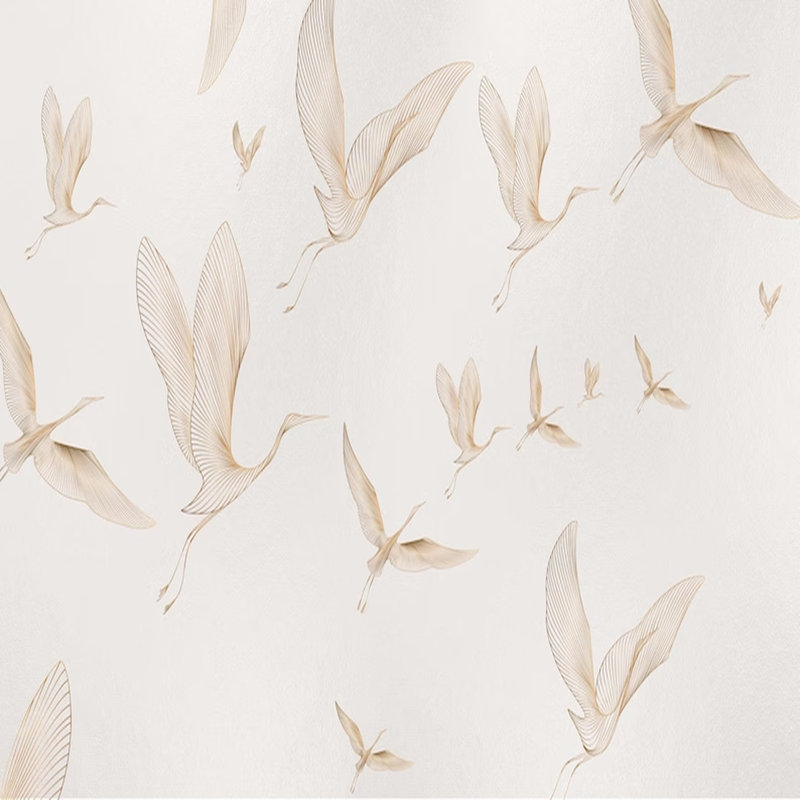 Vol Featherlight - Hérons minimalistes en mouvement, L 236 po x l 118 po