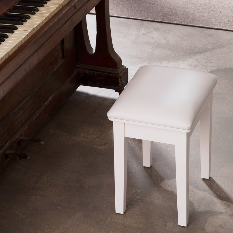 Vanity Stool Makeup Bench Dressing Stool With Cushion And Solid Legs,White