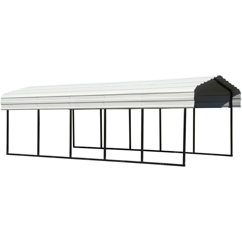 Galvanized Steel Carport, 10X24X7, 98.4" H x 120" W x 290.75" D, Eggshell